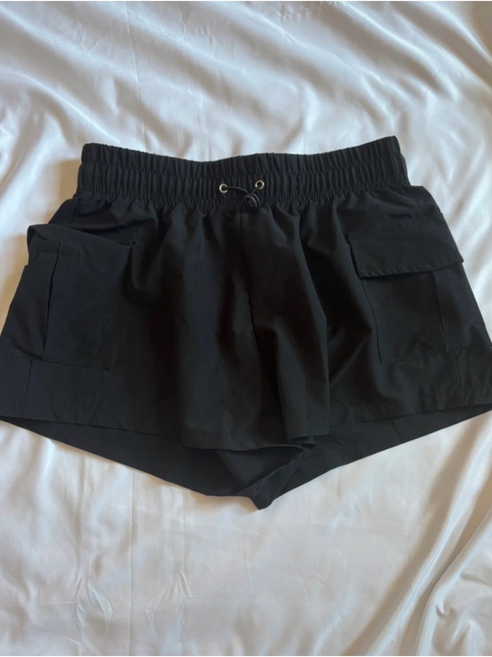 Fashion Nova Black Athletic Cargo Drawstring Shorts
